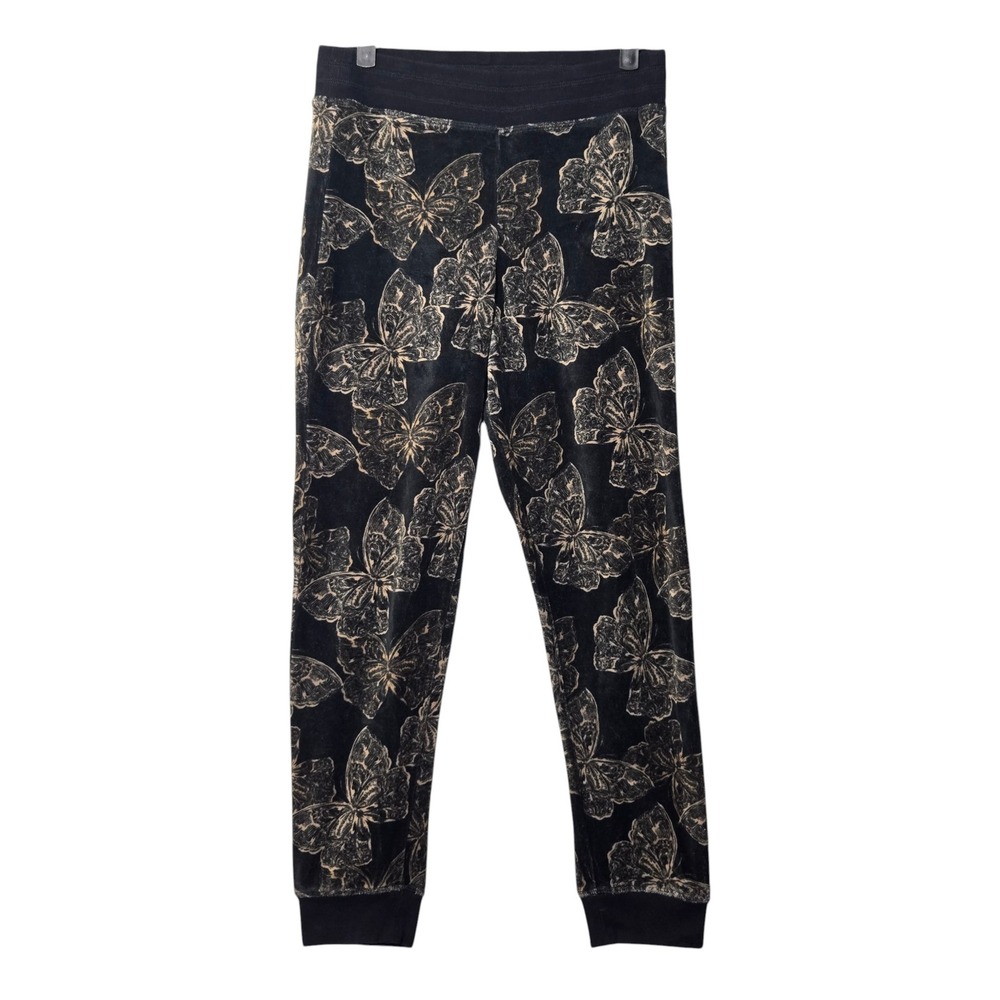 Johnny Was Zuri Velour Butterfly Print Jogger Sweatpants Black S Fall Boho